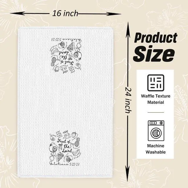 Alt view image 2 of 7 - Christian Kitchen Dish Towels, Christian Gifts for Women, Fruit of The Spirit Galatians 5:22-23 Bible Verse Decorative Hand Tea Towels for Kitchen Bathroom, 16x24 Inch
