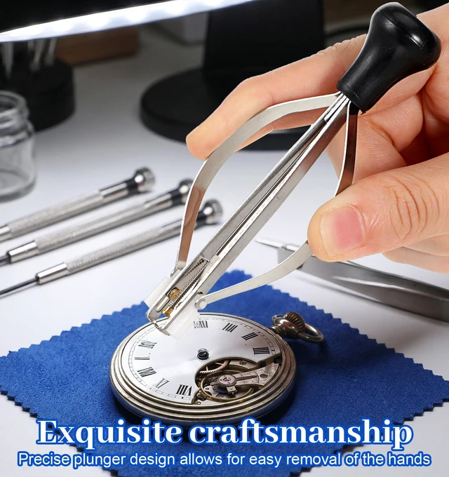 Alt view image 3 of 7 - 5PCS Watch Hand Tool, Stainless Steel Watch Hand Removal Tool Repair Kit | Watch Hand Setting Tool Pressers Pusher Removers Lever Minute Second, Puller Plunger Set