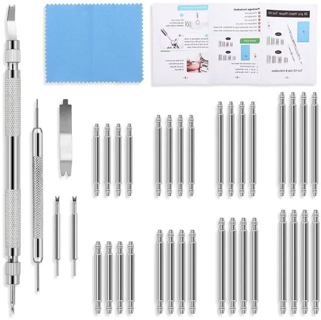 Main image of 39PCS Watch Pins Replacement Kit, Watch Band Pins Repair Tool with Spring Bar, 18/20/22/24mm Stainless Steel Watches Pin for Watches Band Repair