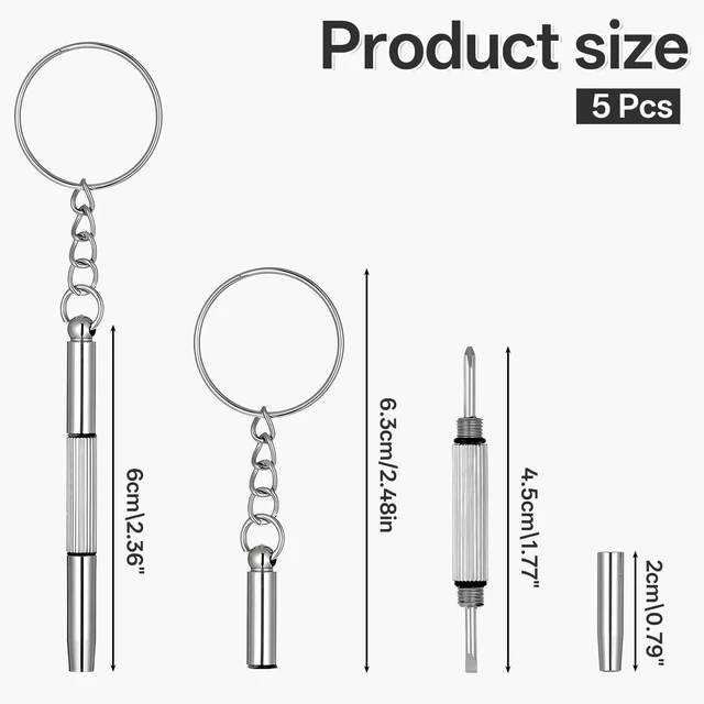 Alt view image 2 of 7 - 5 Pcs Mini Glasses Screwdriver, 3-in-1 Eyeglass Repair Kit with keyring Flat Phillips Hex Screwdriver for Eyeglasses Portable Tiny Screw Drivers for Sunglasses Repair Watch Jewelry
