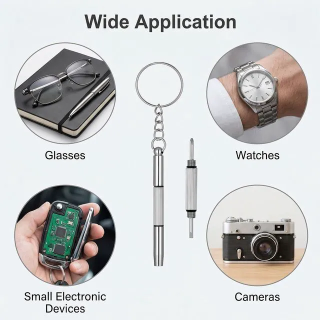 Alt view image 6 of 7 - 5 Pcs Mini Glasses Screwdriver, 3-in-1 Eyeglass Repair Kit with keyring Flat Phillips Hex Screwdriver for Eyeglasses Portable Tiny Screw Drivers for Sunglasses Repair Watch Jewelry