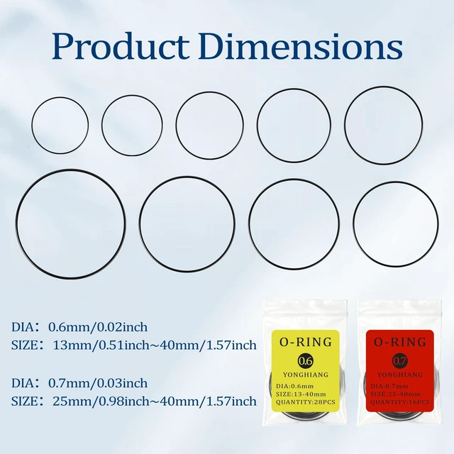 Alt view image 7 of 7 - 44 Pcs O Ring Watch Back Case Gaskets, Rubber Seals, 13-40mm | 2 Sizes Watch Gasket Kit, For Waterproof Watch Back Cover Repair