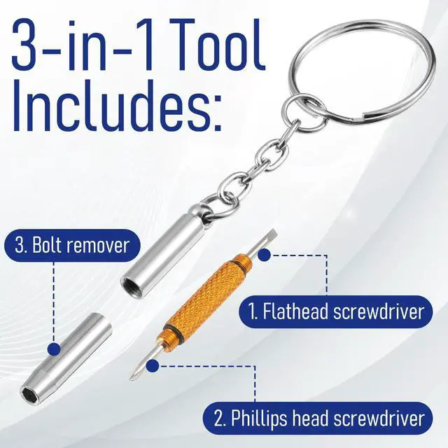 Alt view image 3 of 7 - Mini Eyeglass Screwdriver Kit - 5 Pcs 3 in 1 Precision Stainless Steel Screwdriver Set with Keychain for Eyeglass Repair Watchmaker Tool (5 Colors)