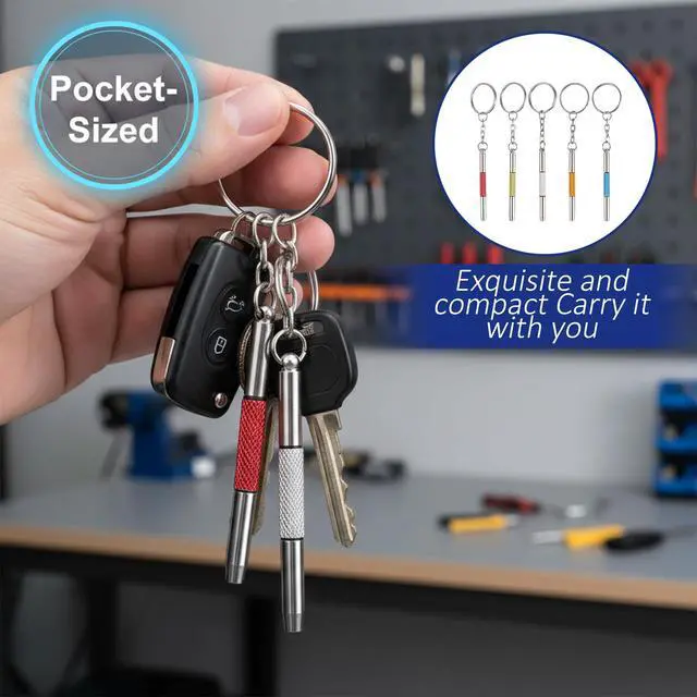 Alt view image 6 of 7 - Mini Eyeglass Screwdriver Kit - 5 Pcs 3 in 1 Precision Stainless Steel Screwdriver Set with Keychain for Eyeglass Repair Watchmaker Tool (5 Colors)