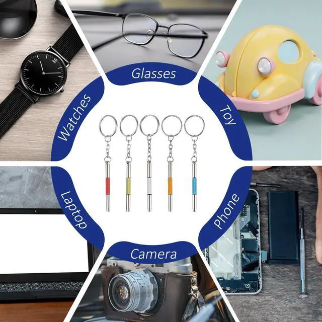 Alt view image 7 of 7 - Mini Eyeglass Screwdriver Kit - 5 Pcs 3 in 1 Precision Stainless Steel Screwdriver Set with Keychain for Eyeglass Repair Watchmaker Tool (5 Colors)