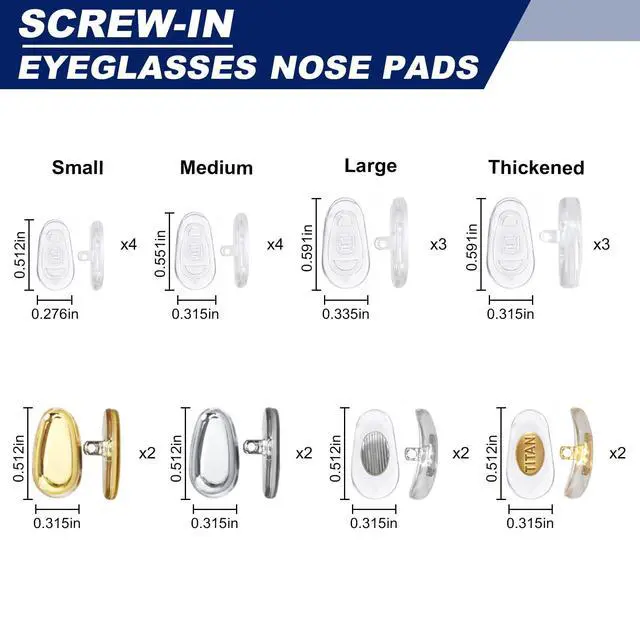 Alt view image 2 of 6 - Nose Pads, 22 Pairs Screw-in Glasses Repair Kit, Equipped with Screwdriver, Screw, Tweezers, Glasses Cloth