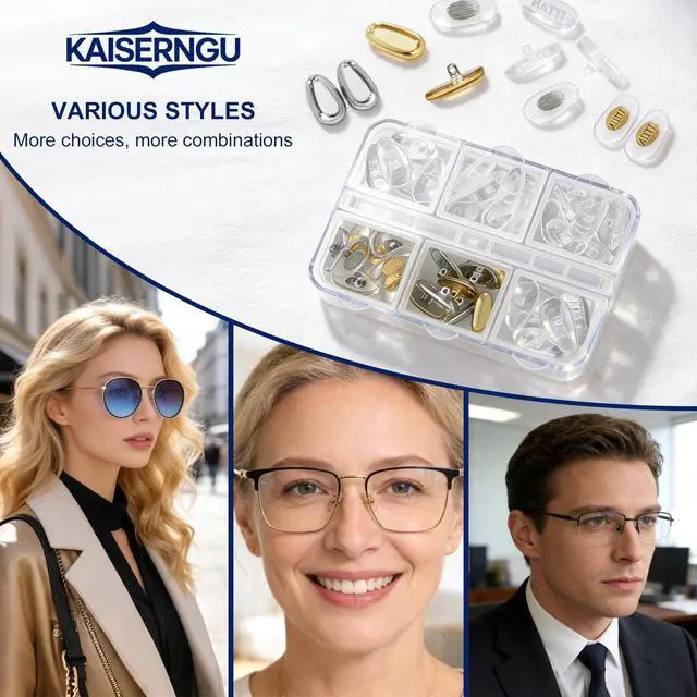 Alt view image 5 of 6 - Nose Pads, 22 Pairs Screw-in Glasses Repair Kit, Equipped with Screwdriver, Screw, Tweezers, Glasses Cloth