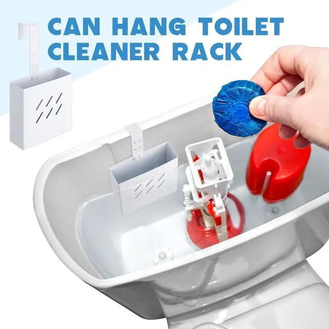 Alt view image 5 of 7 - 1 Pcs Large Size 4.33 x 4.33 x 1.38 Inch Stainless Steel Toilet Tank Cleaning Tablet Holder with Adjustable Hook to Hang Toilet Cleaner Box (White)
