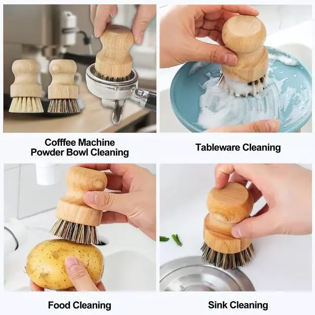 Alt view image 3 of 7 - 12Pcs Crevice Cleaning Brush Set, Hard Bristle Multi-Purpose Household Cleaning Tools for Kitchen Bathroom Tile Grout Window Track, Bamboo Pot Brush + Copper Wire Brush + Scraper