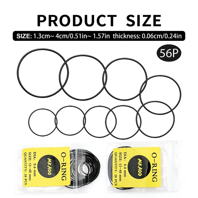 Alt view image 2 of 6 - 56 Pcs 0.6mm Waterproof Rubber Watchs Seal Washers Ring Watch Gasket, Watch Repair Tools for Watchs Back Cover O Ring Watch Gasket Rubber Seals