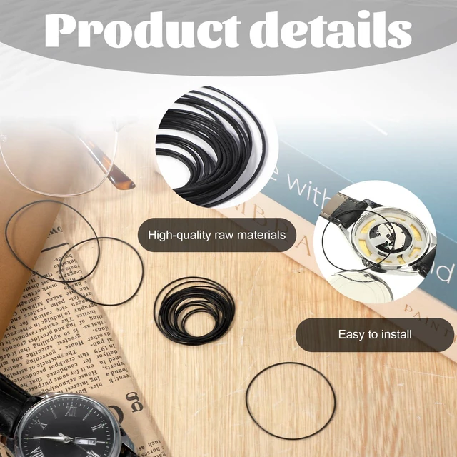 Alt view image 3 of 6 - O Ring Watch Gasket, 27 Pcs 0.7/0.8 mm Waterproof Rubber Seal Washers Watch Sealing Ring Watch Repair Tools for Watches Back Cover