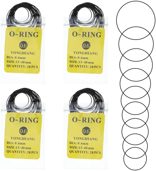 Main image of 112Pcs O Ring Watch Gaskets, 0.6mm Watch Accessories | 13-40mm Waterproof Rubber Watch Seal Washers Replacement Watches Repair Tools for Watches Back Cover