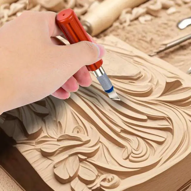 Alt view image 4 of 7 - 13Piece Exacto Knife Set, Precision Craft Kit with Assorted Blades | Hardened steel blades produce clean burrfree cuts; perfect for pumpkin carving, model building, vinyl and paper crafts.