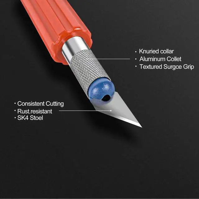 Alt view image 6 of 7 - 13Piece Exacto Knife Set, Precision Craft Kit with Assorted Blades | Hardened steel blades produce clean burrfree cuts; perfect for pumpkin carving, model building, vinyl and paper crafts.