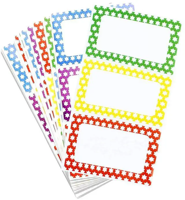 Main image of MFLABEL® Colorful Plain Name Tag Labels - 200 Star Stickers, 3.5" x 2.25" Name Tags for Office, Meetings, School, Home, Events, Parties - Durable, Easy to Use, Multipurpose Labels