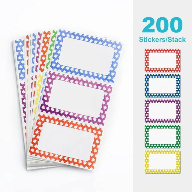 Alt view image 3 of 6 - MFLABEL® Colorful Plain Name Tag Labels - 200 Star Stickers, 3.5" x 2.25" Name Tags for Office, Meetings, School, Home, Events, Parties - Durable, Easy to Use, Multipurpose Labels