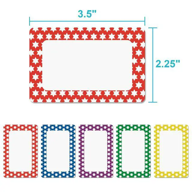 Alt view image 2 of 6 - MFLABEL® Colorful Plain Name Tag Labels - 200 Star Stickers, 3.5" x 2.25" Name Tags for Office, Meetings, School, Home, Events, Parties - Durable, Easy to Use, Multipurpose Labels