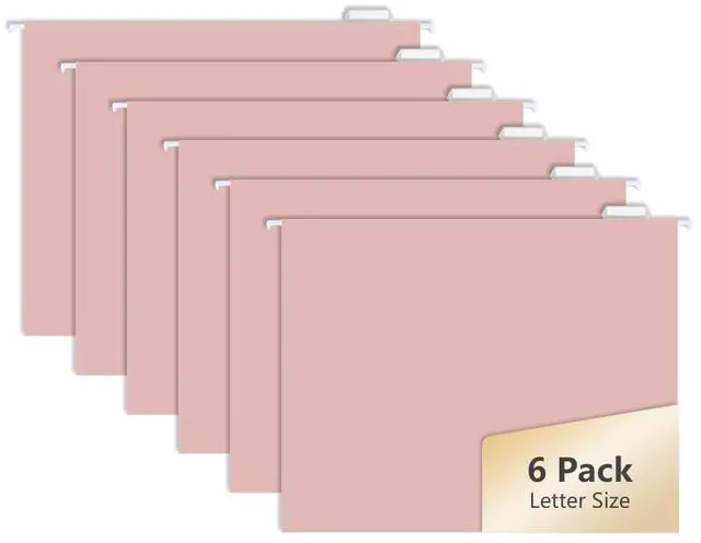Main image of 6pcs MagDurnus Pink Hanging File Folders, Letter Size with 1/5 Adjustable Cut Tabs, Drawer,Desk and Cabinet Use