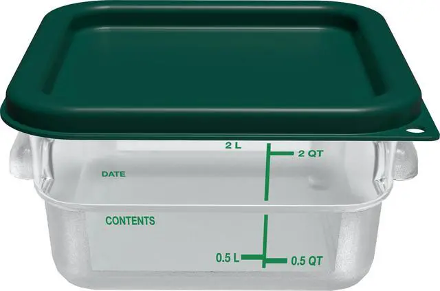 Alt view image 3 of 7 - FoodService Products Squares Square Food Storage Container Lid with Stackable Design for Catering, Buffets, Restaurants, Proprietary Blend, 2 To 4 Quarts, Forest Green