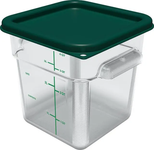 Alt view image 4 of 7 - FoodService Products Squares Square Food Storage Container Lid with Stackable Design for Catering, Buffets, Restaurants, Proprietary Blend, 2 To 4 Quarts, Forest Green