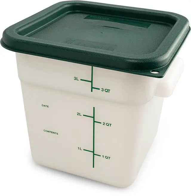 Alt view image 7 of 7 - FoodService Products Squares Square Food Storage Container Lid with Stackable Design for Catering, Buffets, Restaurants, Proprietary Blend, 2 To 4 Quarts, Forest Green