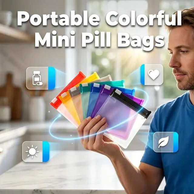 Alt view image 2 of 7 - Sealing Medicine Bags, 2026 Waterproof Pill Box Set, with 14 Color-Coded Reusable Pouches, Suitable for Medicines or Vitamins, Self-Sealing Zipper Pill Bags, Daily Use (14-Pack)