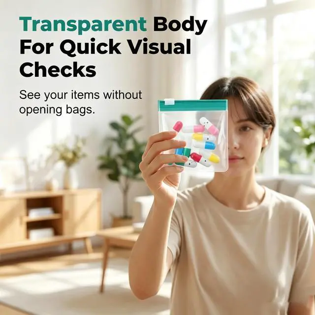 Alt view image 5 of 7 - Sealing Medicine Bags, 2026 Waterproof Pill Box Set, with 14 Color-Coded Reusable Pouches, Suitable for Medicines or Vitamins, Self-Sealing Zipper Pill Bags, Daily Use (14-Pack)