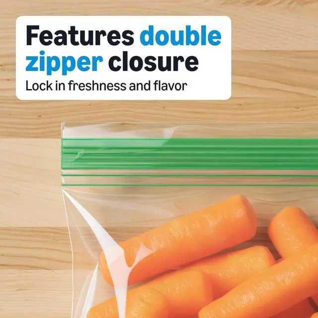 Alt view image 3 of 6 - Square Snack Bags with Double Zipper, Seals in Freshness, 5 1/8" x 4 11/16", 100 Count