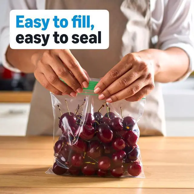 Alt view image 2 of 6 - Square Snack Bags with Double Zipper, Seals in Freshness, 5 1/8" x 4 11/16", 100 Count
