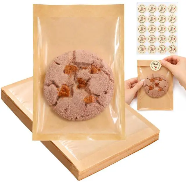 Main image of Cookie Bags with Seal(5.1x7.5 Inch) 50 PCS Sealable Bakery Bags for Bread Treat Snack Baked Goods Pastry Donut Cookie Bake Sale Packaging Heat Seal Farmstand Small Business Party Favors Supplies