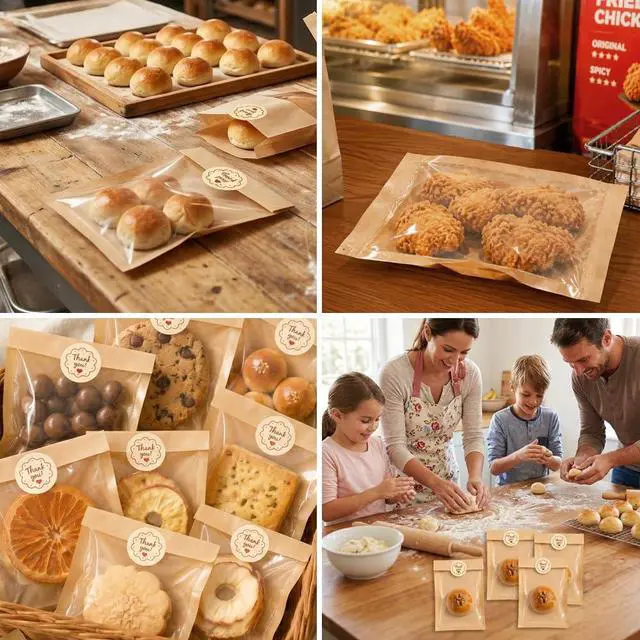 Alt view image 6 of 7 - Cookie Bags with Seal(5.1x7.5 Inch) 50 PCS Sealable Bakery Bags for Bread Treat Snack Baked Goods Pastry Donut Cookie Bake Sale Packaging Heat Seal Farmstand Small Business Party Favors Supplies