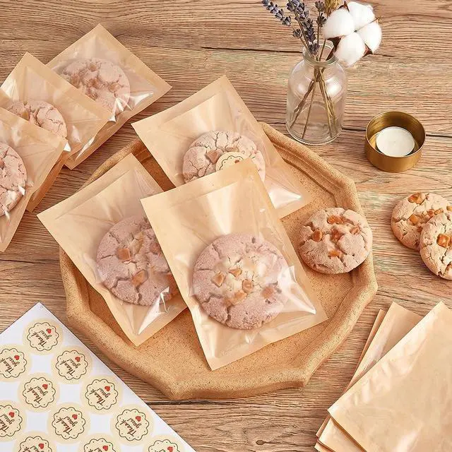 Alt view image 7 of 7 - Cookie Bags with Seal(5.1x7.5 Inch) 50 PCS Sealable Bakery Bags for Bread Treat Snack Baked Goods Pastry Donut Cookie Bake Sale Packaging Heat Seal Farmstand Small Business Party Favors Supplies