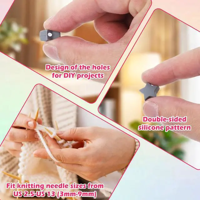 Alt view image 3 of 7 - 25 PCS Star Knitting Needle Stoppers, Silicone Point Protectors Accessories Cute Needle Minder Point Protectors for Crochet, DIY Crafting Supplies