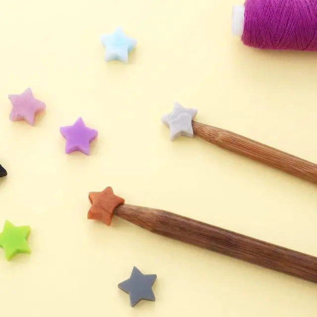 Alt view image 5 of 7 - 25 PCS Star Knitting Needle Stoppers, Silicone Point Protectors Accessories Cute Needle Minder Point Protectors for Crochet, DIY Crafting Supplies