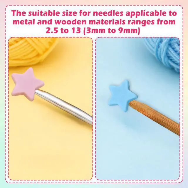 Alt view image 6 of 7 - 25 PCS Star Knitting Needle Stoppers, Silicone Point Protectors Accessories Cute Needle Minder Point Protectors for Crochet, DIY Crafting Supplies