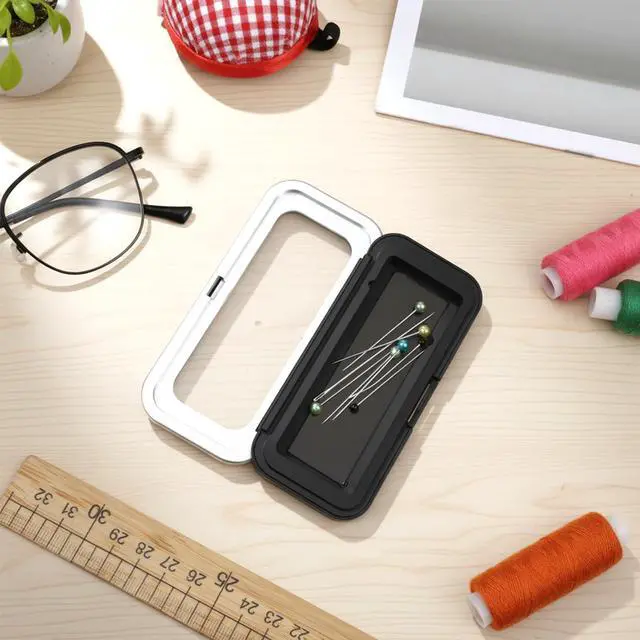Alt view image 5 of 7 - Magnetic Needle Case, Sewing Needle Holder with Clear Acrylic Lid Rectangle Magnetic Needles Holder Portable Secure Sewing Needles Storage Box for Sewings Quilting, Crafts, Small Pins (Medium)