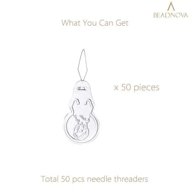 Alt view image 3 of 6 - Embroidery Needle Threader Tool 50pcs Aluminum Sewing Machine Needle Threader for Hand Sewing Cross Stitch Craft Knitting Quilting (50pcs)