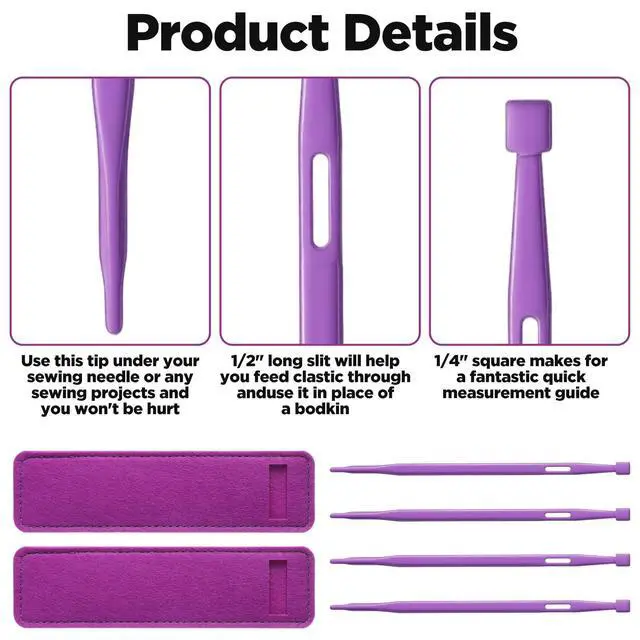 Alt view image 3 of 7 - 4 Pcs that Purple Thang Sewing Tools, Thing Sewing Quilting Supplies | Sewing Stiletto Tool Quilting Supplies with 2 Felt Storage Pouch Multifunctional Sewings Accessory for SewingCraft Project