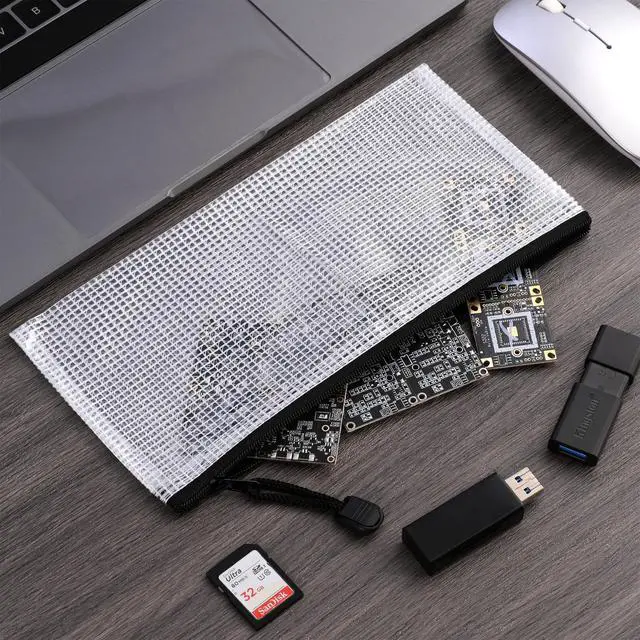 Alt view image 3 of 7 - 12 Pieces Plastic Mesh Zipper Pouch Bag/Zipper Envelope Document Storage Pouch Bag/Zip File Folder/Office Supplies Bills File Waterproof Zipper Pouche/Storage Pouch for Puzzle and Office