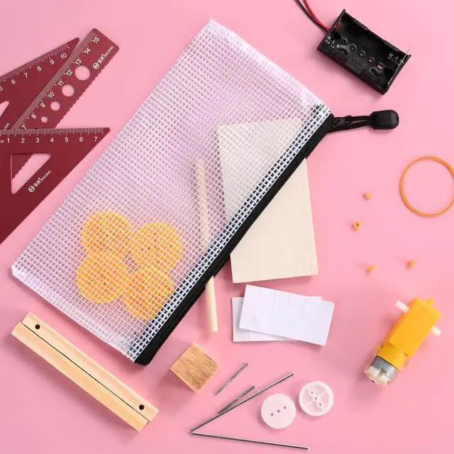 Alt view image 5 of 7 - 12 Pieces Plastic Mesh Zipper Pouch Bag/Zipper Envelope Document Storage Pouch Bag/Zip File Folder/Office Supplies Bills File Waterproof Zipper Pouche/Storage Pouch for Puzzle and Office