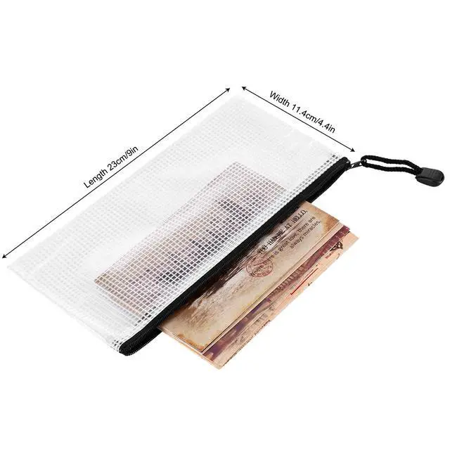 Alt view image 7 of 7 - 12 Pieces Plastic Mesh Zipper Pouch Bag/Zipper Envelope Document Storage Pouch Bag/Zip File Folder/Office Supplies Bills File Waterproof Zipper Pouche/Storage Pouch for Puzzle and Office