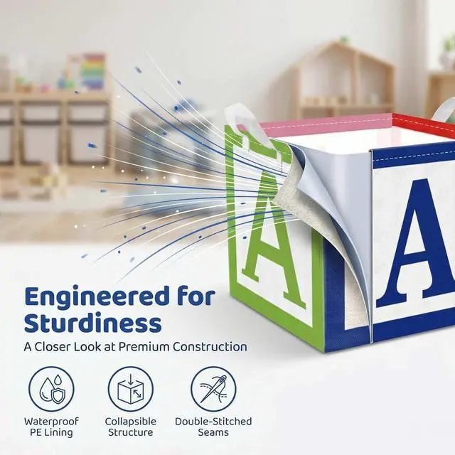 Alt view image 5 of 5 - 3pcs ABC Back to School Fabric Teacher Storage Bins Baskets with Handles for Classroom Organization Home and Elementary School Supplies