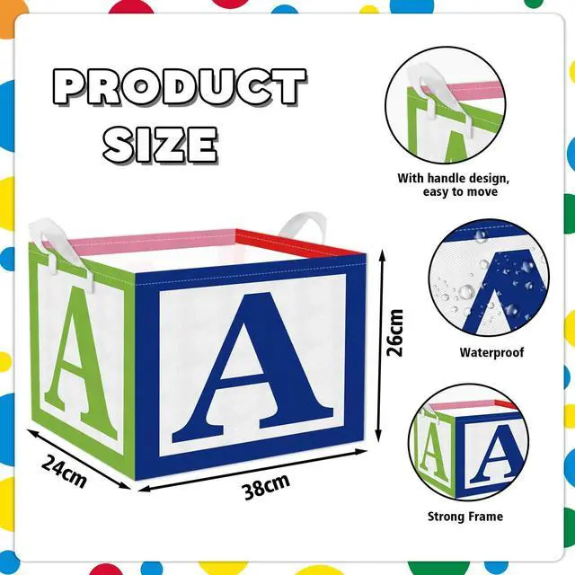 Alt view image 4 of 5 - 3pcs ABC Back to School Fabric Teacher Storage Bins Baskets with Handles for Classroom Organization Home and Elementary School Supplies