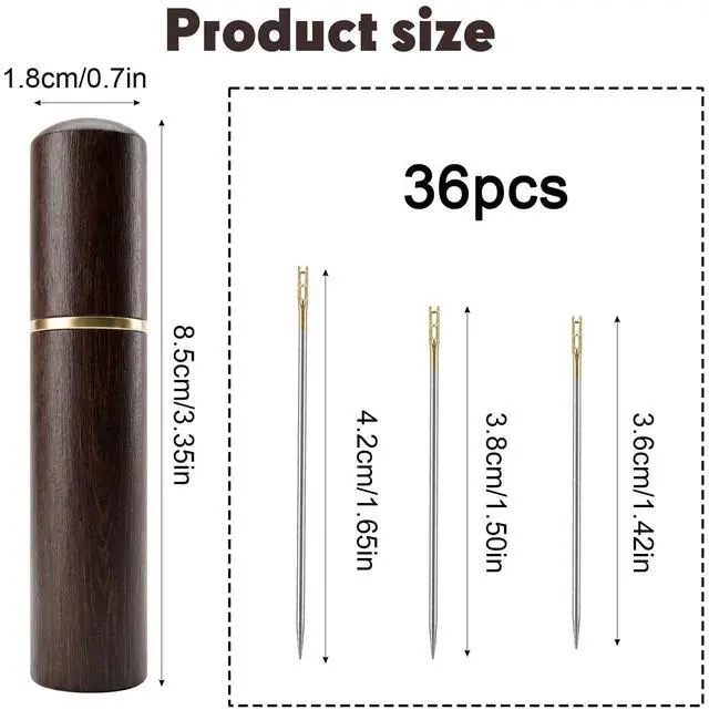 Alt view image 3 of 7 - 37pcs Sewing Needles Set, Big Eye Knitting Needles Sewing Pins | Embroidery Needles for Hand Sewing Quilting Needles with Storage Tube, Stainless Steel Sewing Supplies for Sewing Crafts