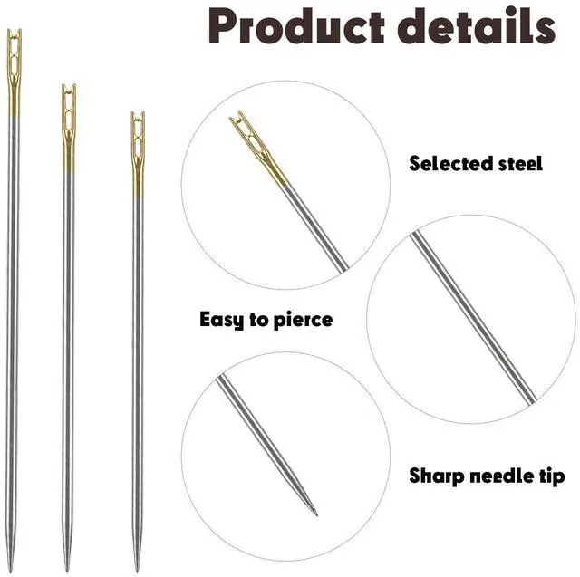 Alt view image 4 of 7 - 37pcs Sewing Needles Set, Big Eye Knitting Needles Sewing Pins | Embroidery Needles for Hand Sewing Quilting Needles with Storage Tube, Stainless Steel Sewing Supplies for Sewing Crafts