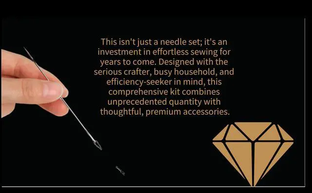 Alt view image 6 of 7 - 120-Pack Large Eye Needles (6 Sizes) with Premium Wooden Case, Storage Box, 2 Threaders, Black & White Thread - Complete Adult Sewing Supplies for Mending & Crafts