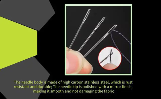 Alt view image 4 of 7 - 120-Pack Large Eye Needles (6 Sizes) with Premium Wooden Case, Storage Box, 2 Threaders, Black & White Thread - Complete Adult Sewing Supplies for Mending & Crafts