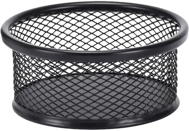 Main image of Black Minimalist Metal Paper Clip Holder Mesh Paperclip Bowl Binder Clip Dispenser Desk Bobby Pin Container Organizer for Home Office Classroom School Desk Supplies Holders and Dispensers