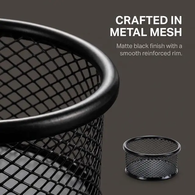 Alt view image 3 of 7 - Black Minimalist Metal Paper Clip Holder Mesh Paperclip Bowl Binder Clip Dispenser Desk Bobby Pin Container Organizer for Home Office Classroom School Desk Supplies Holders and Dispensers