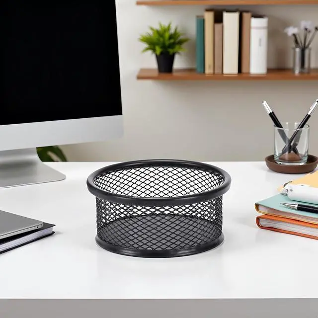 Alt view image 7 of 7 - Black Minimalist Metal Paper Clip Holder Mesh Paperclip Bowl Binder Clip Dispenser Desk Bobby Pin Container Organizer for Home Office Classroom School Desk Supplies Holders and Dispensers